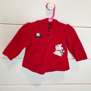 Red Baby Hoodie with Bear Patches